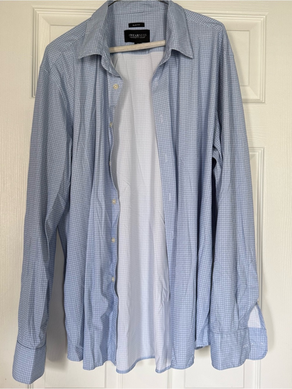 Kenneth Cole Light Blue Micro-Check Dress Shirt